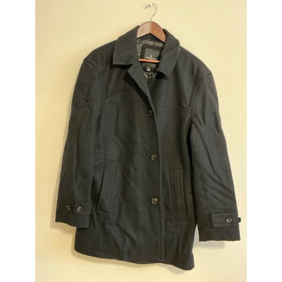 LONDON FOG MEN'S CHARCOAL. Black PEA COAT PENDLETON WOOL COAT SIZE L - Picture 1 of 7